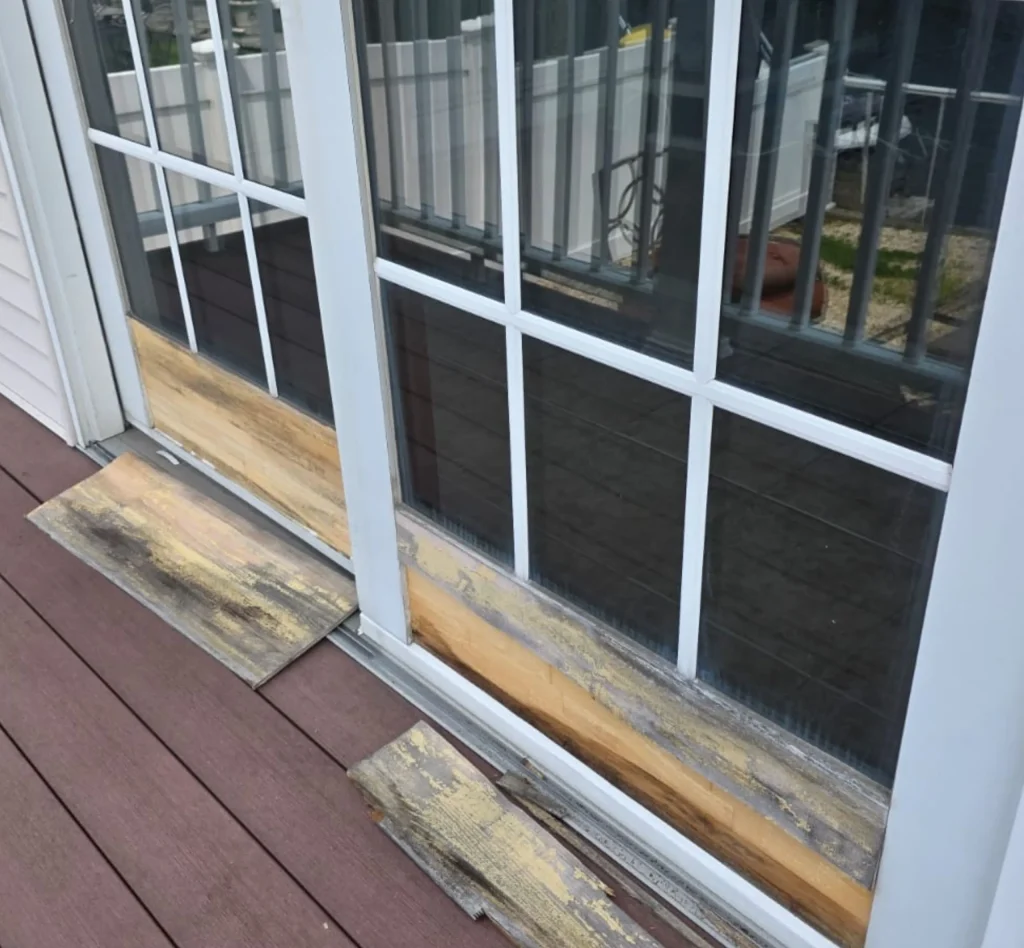 Before Andersen Patio Door Restoration in Carle Place, NY