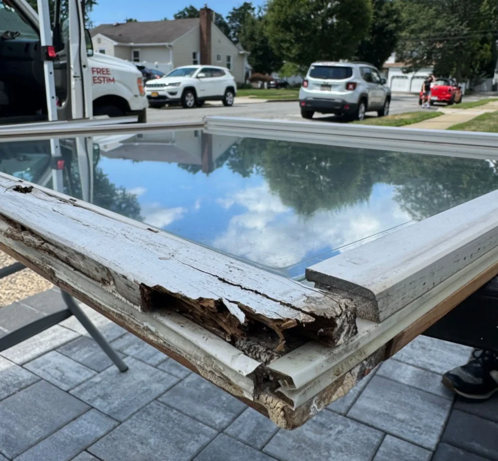 Before Andersen Wood Window Repair in Wyandanch, NY