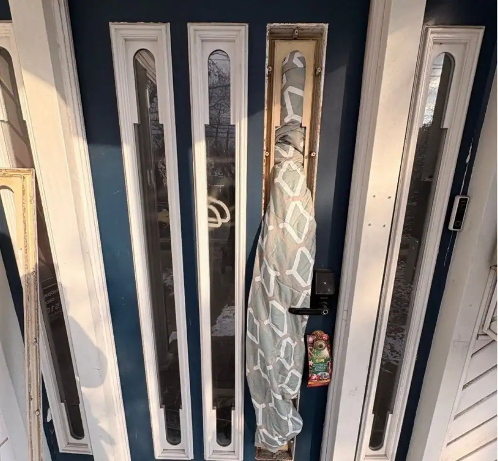Before Sidelight Glass Replacement in Bay Shore, NY